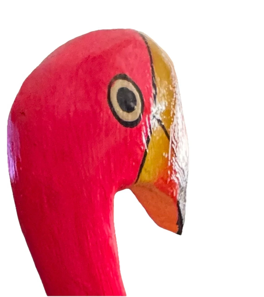 "Estatua de flamenco rosa de 39"" de alto pintada a mano madera tallada" Foto 2 de 4