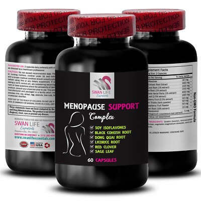 MENOPAUSE SUPPORT - Black Cohosh Root - Wild Yam - Red Clover Pills - 1B