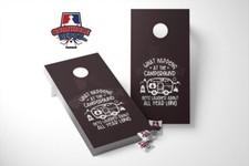 Camping Funny Saying Cornhole Board Vinyl Wrap Skins Laminated Sticker Set Decal