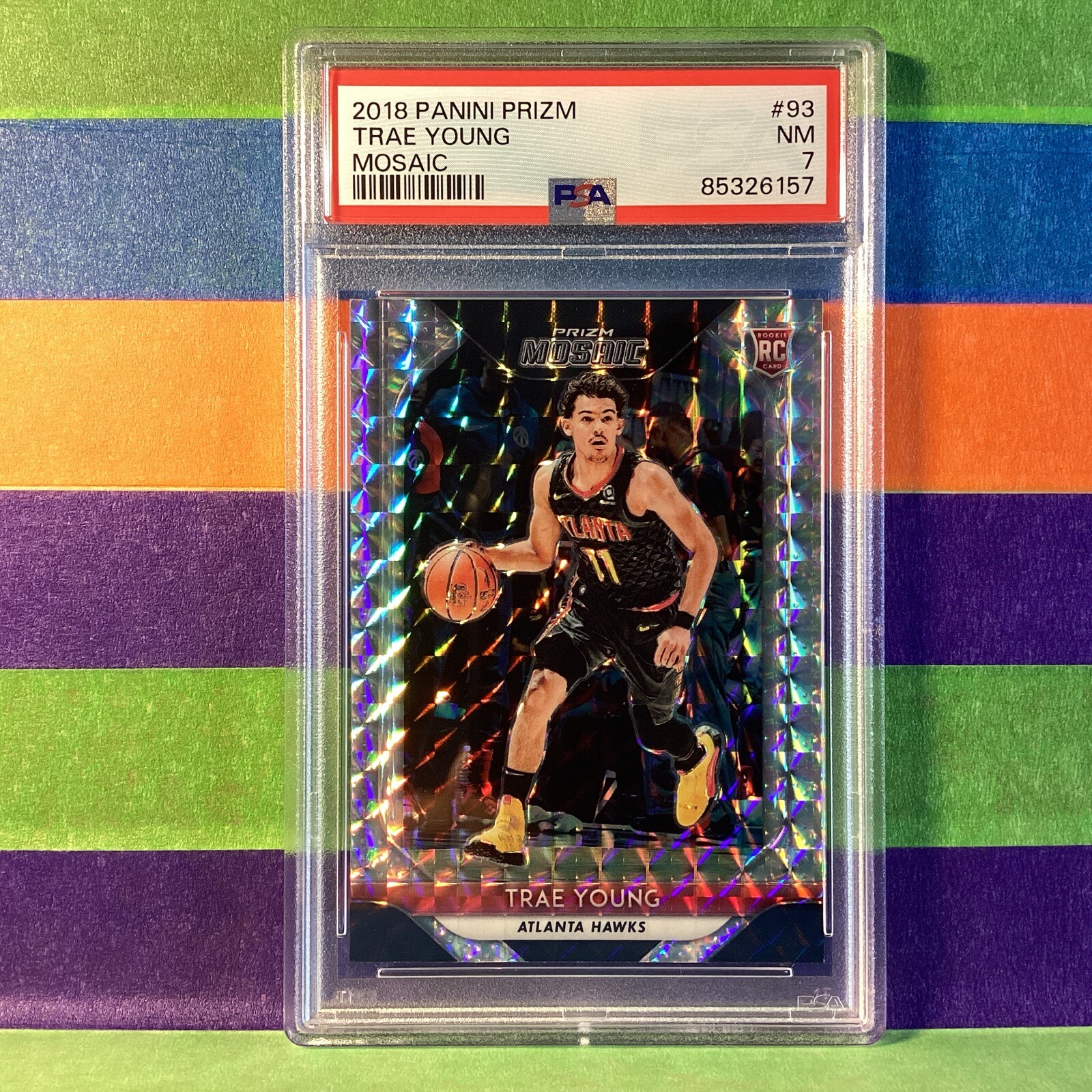 2018-19 Panini Mosaic Trae Young #93 Nice Card with dinged corners N/M 7