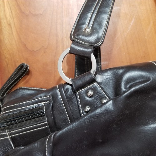 Worthington Black Leather Satchel Shoulder Bag Studded Buckle Handbag Purse Tote - Picture 4 of 5