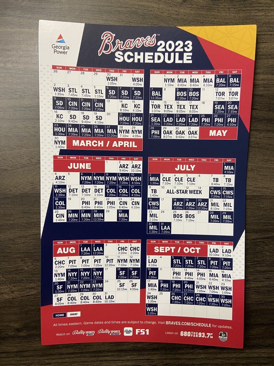 2023-atlanta-braves-magnetic-schedule-game-day-program-opening-day-4-6-23-sga-ebay