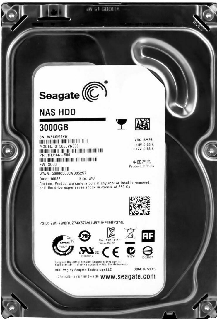 Seagate NAS HDD 3TB 5900 RPM 64MB SATA III ST3000VN000 3.5