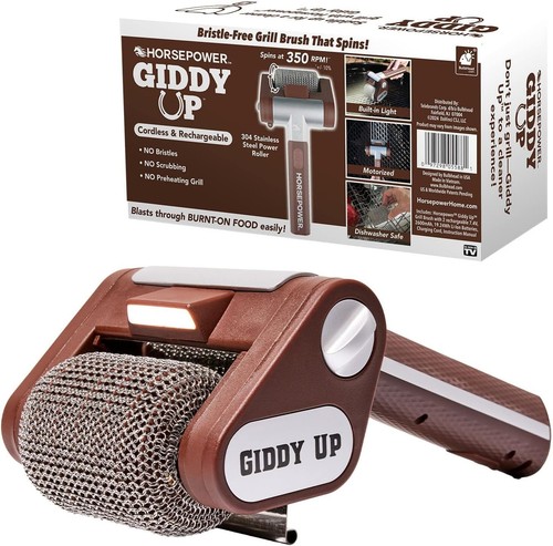 HorsePower Giddy Up Grill Cleaner AS-SEEN-ON-TV! – Cordless, Rechargeable BBQ To
