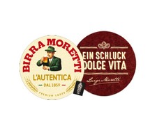 Birra Moretti Bierdeckel RUND ODER ECKIG 100 Stk. - Ein Schluck Dolce Vita NEU!
