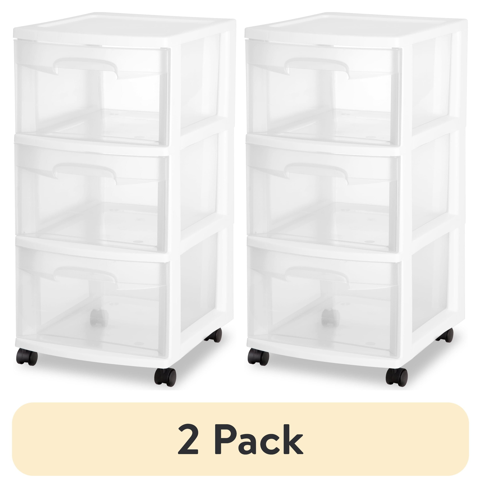 Sterilite 2830 3 Drawer Storage Containers/Cart - 2 Pack