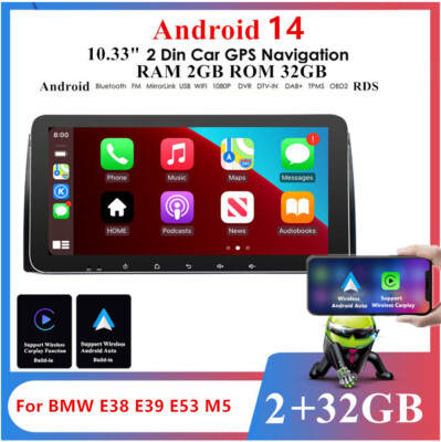 10.33'' Car Stereo Radio W/Carplay GPS WIFI 2GB +32 GB For BMW E38 E39 E53 M5 X5