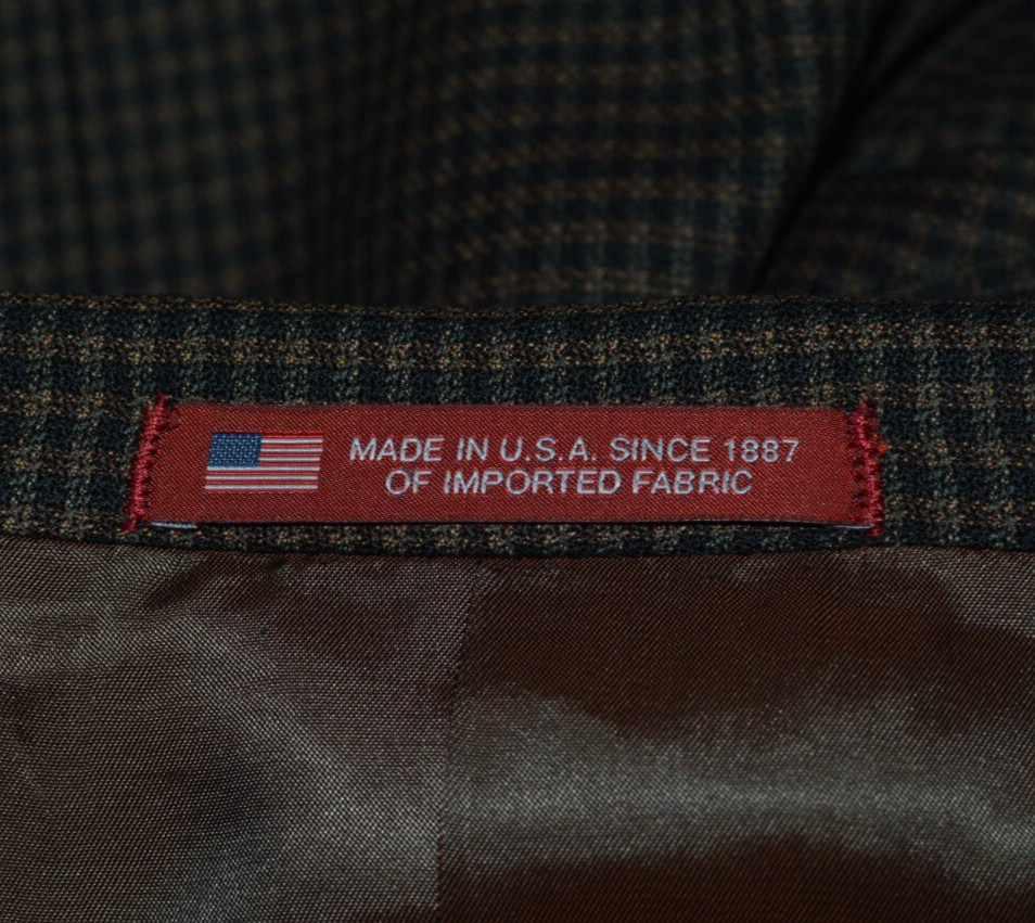 44R HART SCHAFFNER MARX Men's Brown Guncheck Imported Wool Sports Coat
