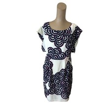 NWT Eliza J Graphic Print Cream Purple Dress Size 6