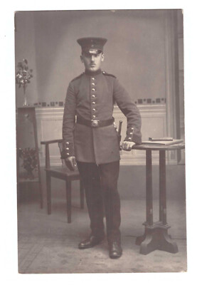 Photo Postcard Studio Shot Landser with Side Gun