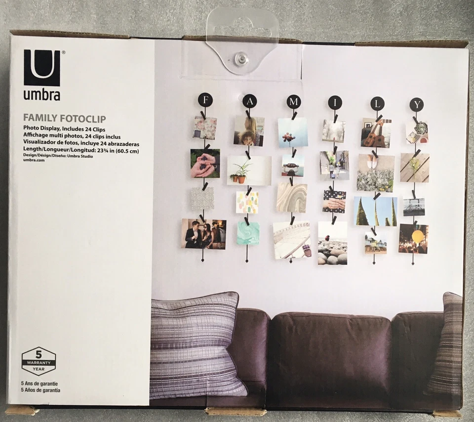 Umbra Family Foto Clip Cuerda Memento Display para 24 Fotos Nomos NUEVO Foto 2 de 3