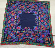Vintage Liz Claiborne Vibrant Floral Geometric Silk Scarf