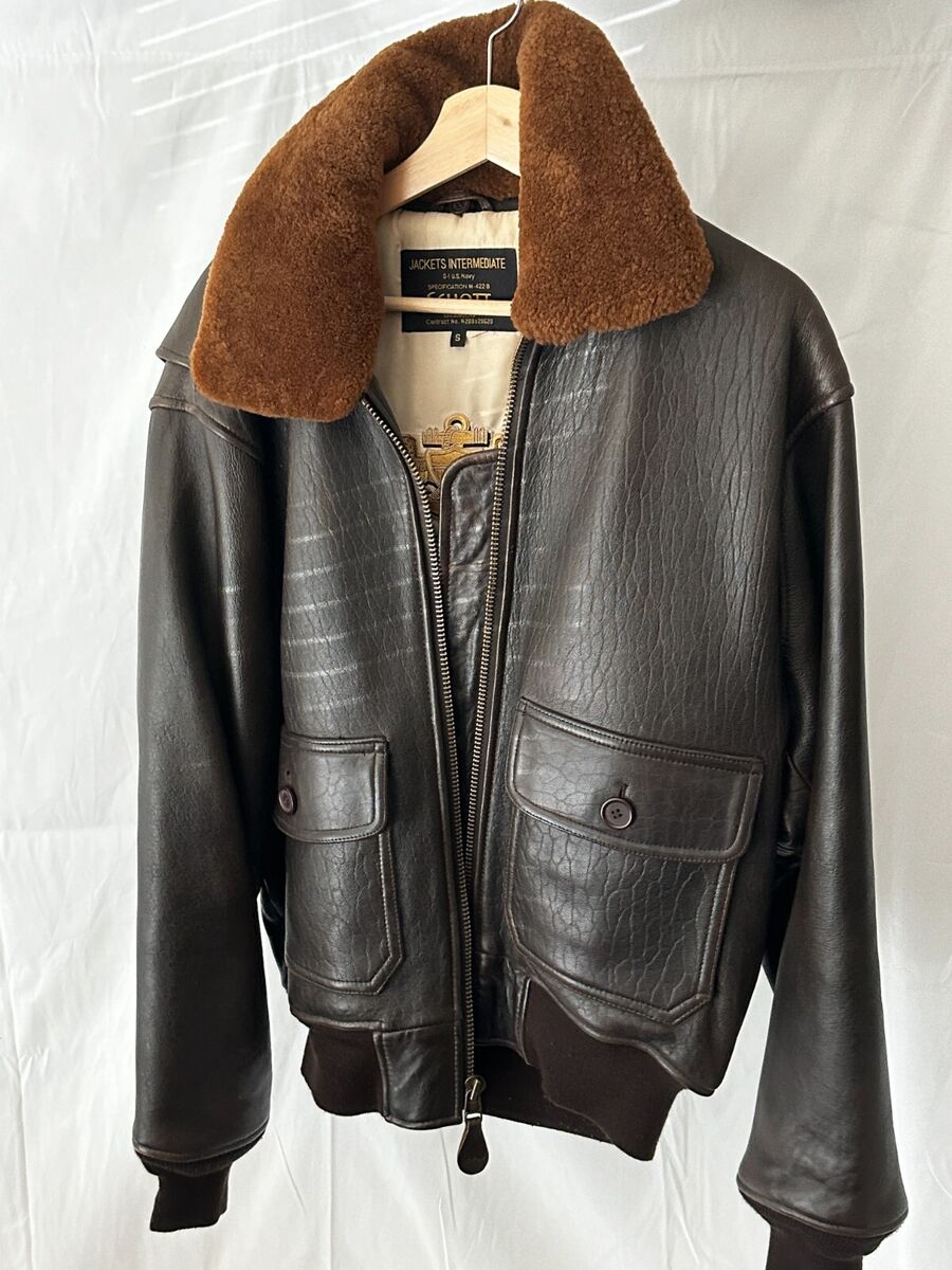 Schott New York CIty Avation men leather jacket brown size S Schott New York CIty Avation men leather jacket brown size S