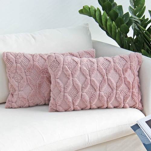 12"x20" Lumbar Plush Throw Pillow Covers, Pack of 2 Luxury Soft Pillowcases - Picture 24 of 35