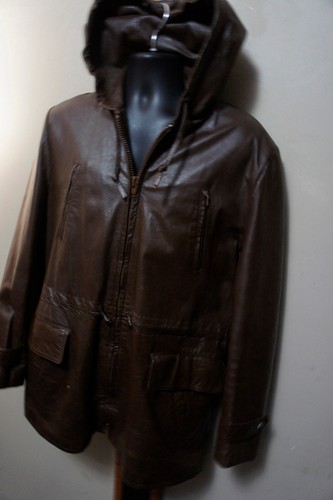 UNGETRAGEN Vintage 70er Lance Leder 6 Taschen Vintage Retro Kapuze Long Jacke Mantel o4 - Bild 8 von 18