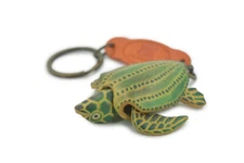 Leather Back Sea Turtle Keychain Green, Hand Made in Thailand Gift 3" THL05 BB69