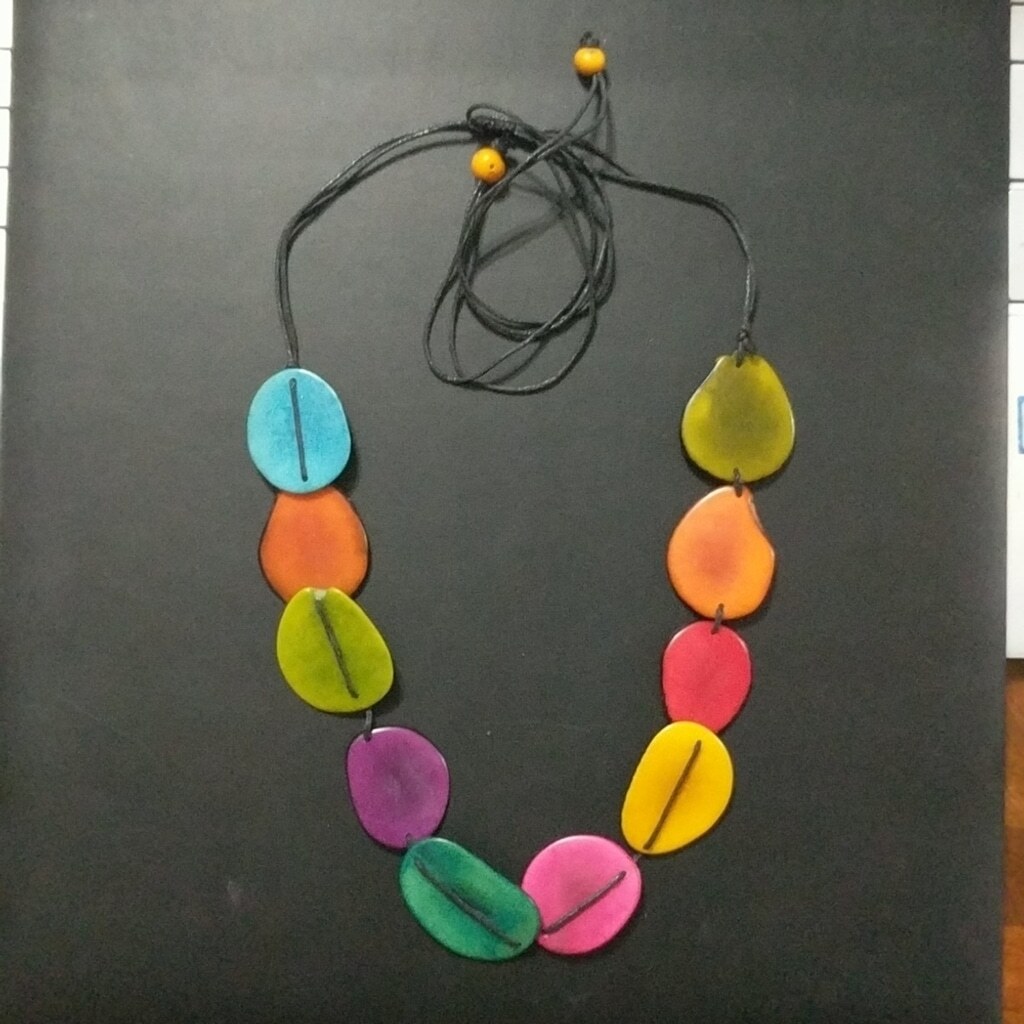 Rainbow Disc Adjustable Statement Necklace - image 1