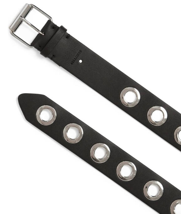 NEW W TAGS AllSaints Leather Dani Eyelet Belt L/XL BLACK | eBay