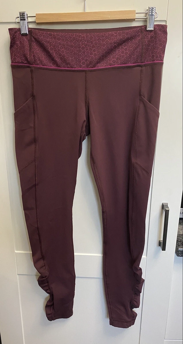 Lululemon speed up Legging side pockets ruched leg size 8 Maroon