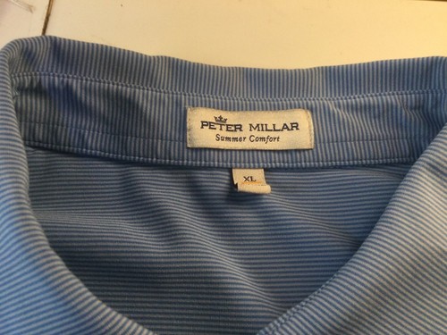 Peter Millar Summer Comfort mens XL blue Striped Performance polo golf shirt - Picture 2 of 8