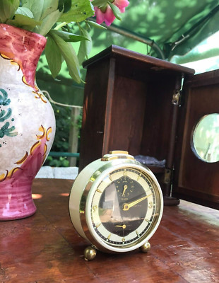 Vintage German Alarm Clock Junghans Silent-Tic Wood Box
