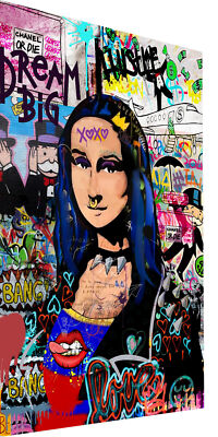 Leinwand Bilder Mona Lisa Graffiti  Pop Art Wandbilder -Hochwertiger Kunstdruck