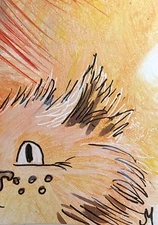 Aceo Cat Painting Abstract Original Collectible Signed Art Josh Merritt