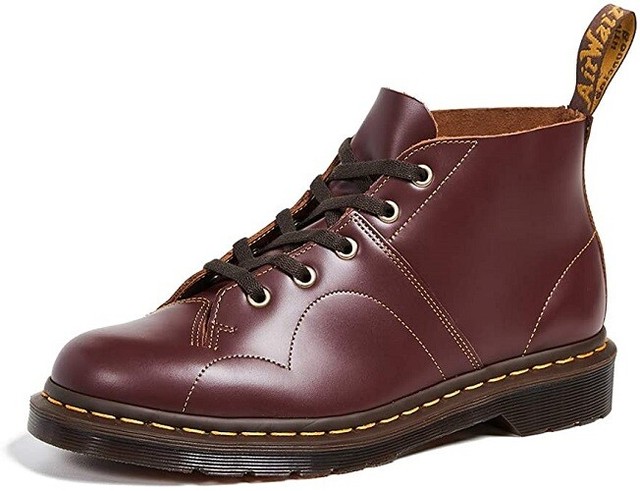 dr martens church oxblood leather flat ankle boots