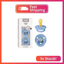 BIBS Pacifiers Colour Collection | Natural Rubber Baby Pacifier | Set of 2 BPA-F