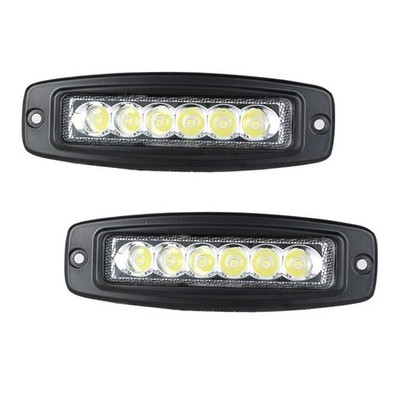 2X 6'' 18W Flush-Mount Off-Road LED Pod Light 6000K Spot Beam Reverse Backup Lamp