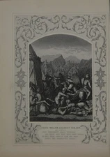 Antique Religious Art God's Wrath Against Israel 1860 Christianity History