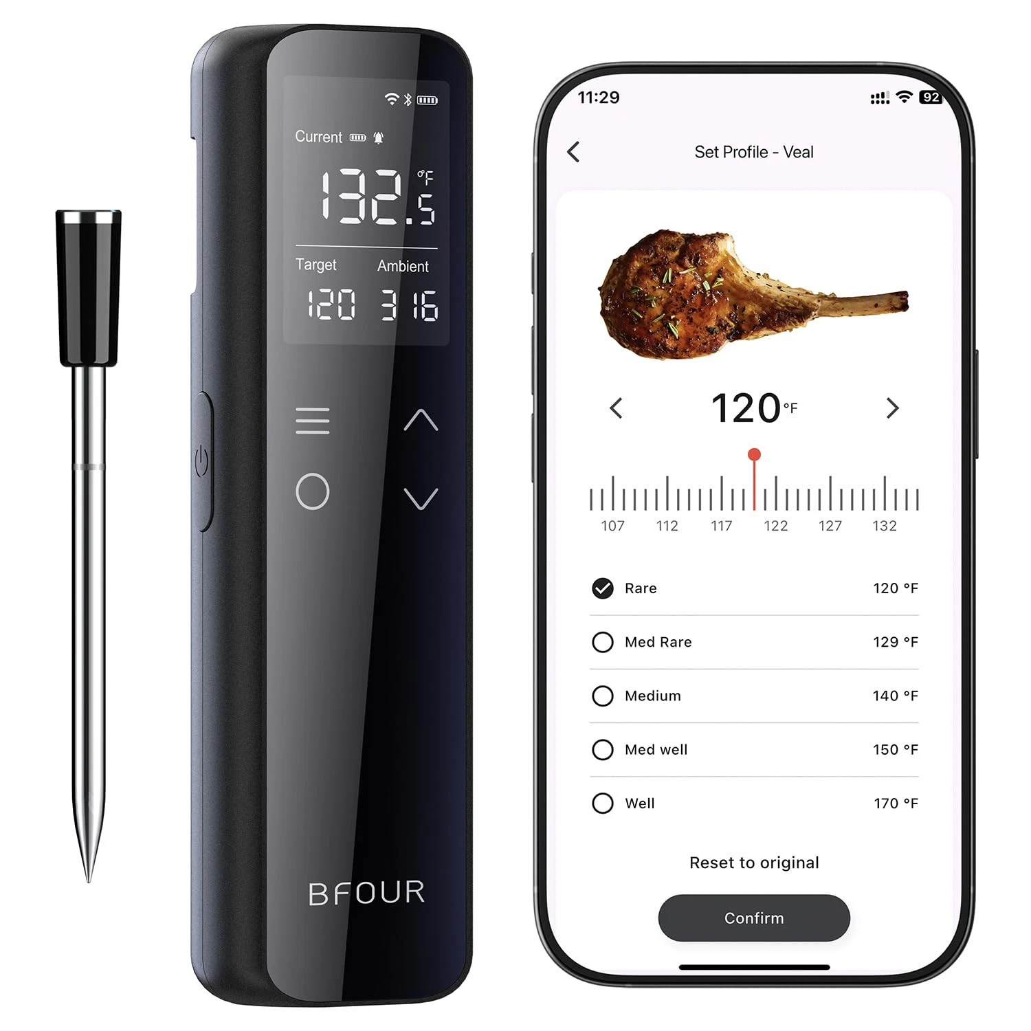 WiFi Wireless Meat Thermometer Digital, Bluetooth Meat Thermometer with Stand...