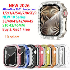 For Apple Watch Case Series 6/7/8/9/10 42/46mm Screen Full Protector Bling Cover