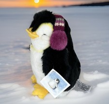 TUX PENGUIN Stuffed Animal Plush Russ Berrie Black White Earmuffs Plush NEW 8in