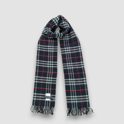 Vintage Burberry Wool Scarf Classic Nova Check Winter Warmer Neck Scarves
