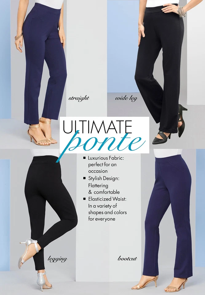 Pantalón Ponte Ultimate de pierna ancha talla grande Roaman para mujer Foto 4 de 4