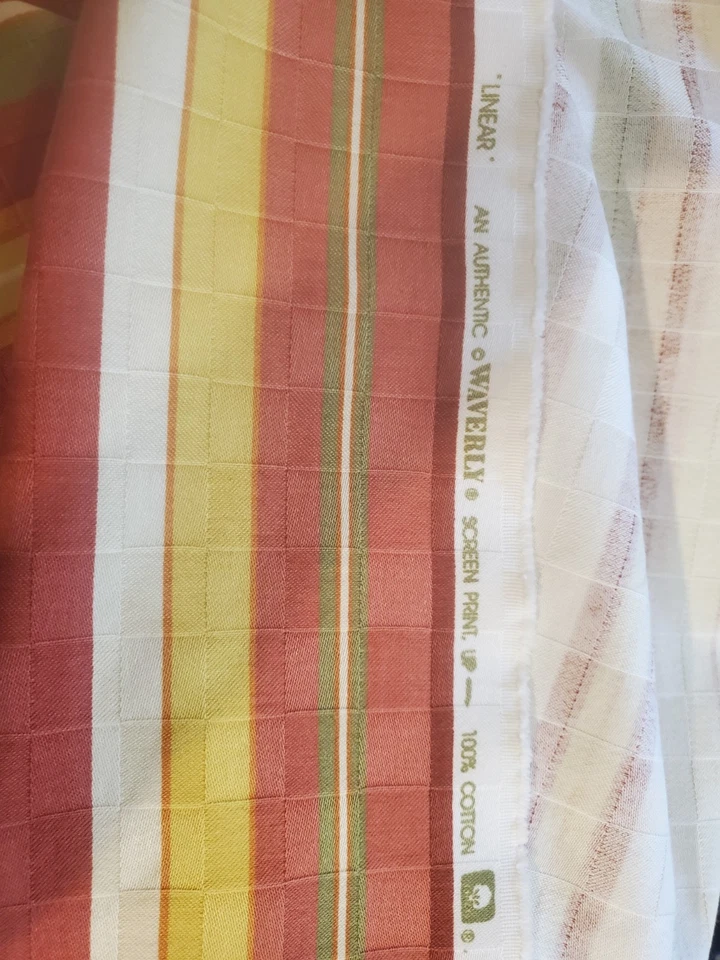 2 Yard Fabric Remnant Waverly "Linear" Screen Print Stripes Home Decor - Image 4 of 4