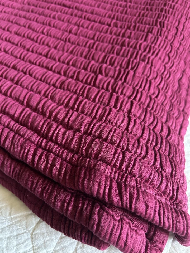Pine Cone Hill Matelasse Throw Blanket Burgundy Cotton Portugal 50 x 70 - Image 4 of 4