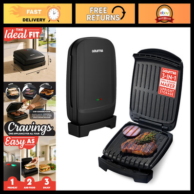 Indoor Grill & Panini Maker - 4 Serving Nonstick Ceramic, Open Grill, Preheat Li