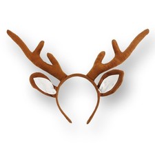 Reindeer Antlers Headband with Ears, Brown, One Size for Adults and Children,...