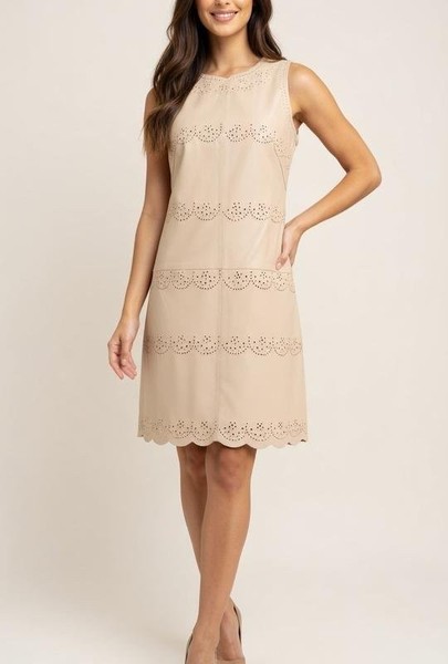 Women French Connection Dress Beige Leather S