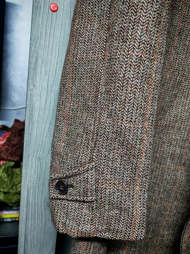 1970s Vintage handtailored all worsted tweed bespoke classic brown over coat 42R - Picture 5 of 12