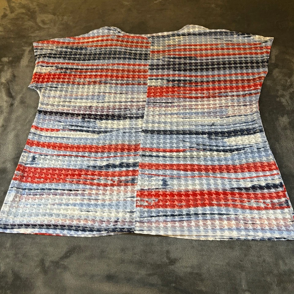 Blusa informal de mujer Relativity Top a rayas estampado de pata de gallo manga gorra talla 2X Foto 4 de 4