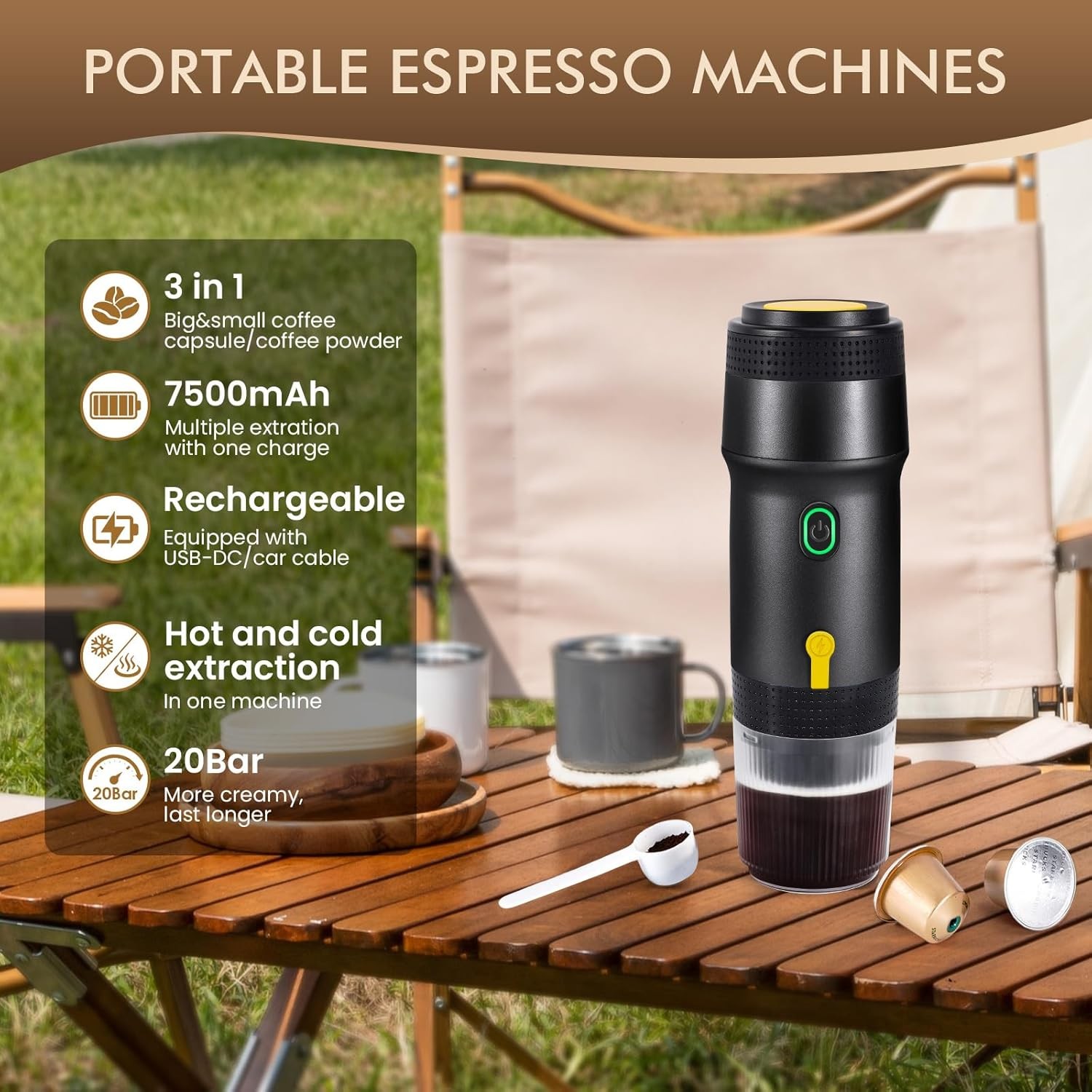 - Works W/capsules & Ground Coffee For Car/rv/trave