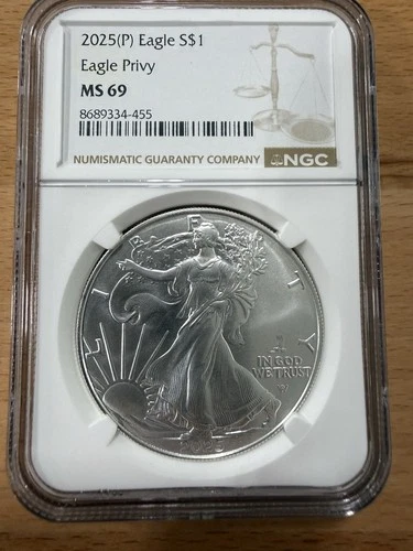 2025 P American Silver Eagle NGC MS69 ASE Eagle Privy Graded US Coin Slab