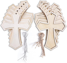 5 Inch Pack of 12 Layered Wooden Cross - Unpainted, Framed for DIY Crafts