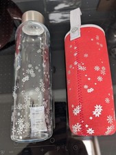 Waterdrop 600ml Glass Bottle & Cover - Clear Snowflake Design - New In Box.