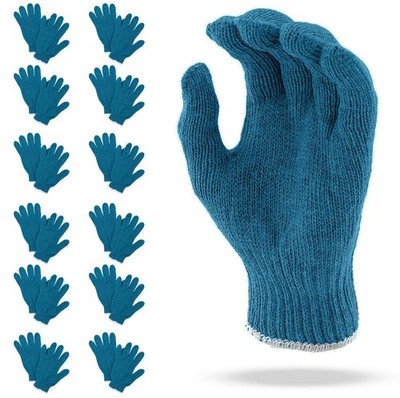 Blue Gray String Knit Work Gloves Washable Reusable 480 Count 10 in 10 oz