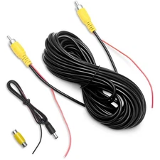 20FT RCA Video Cable Double Shielded with Coupler Power Cord for Backup Camera M