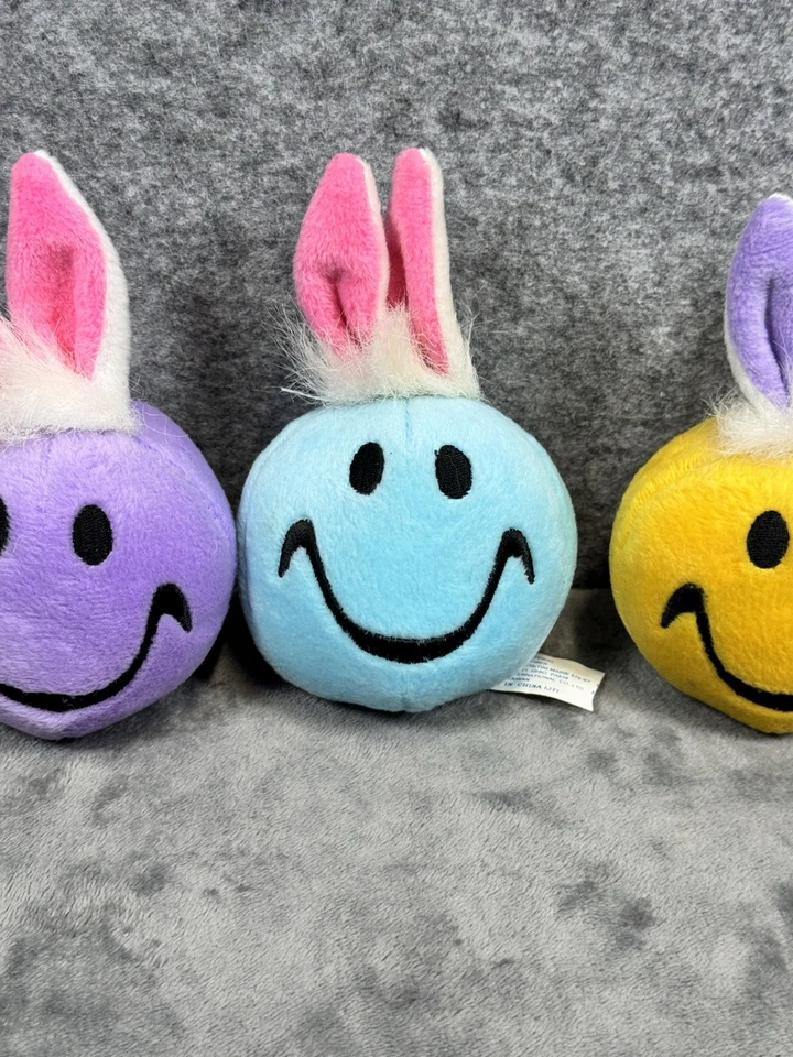 Happy Face Giggle Ball Plush Lot of 3 Easter Bunny Rabbit Stuffed Toys *READ - Image 3 of 4